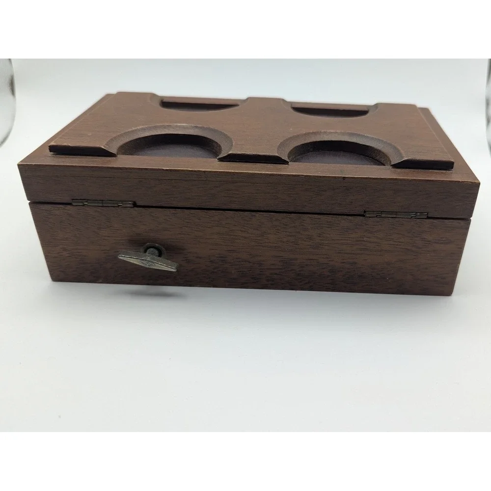 Vintage Japanese Brutalist Wooden Musical Jewelry Box Mid Century Modern Mustard